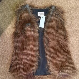 Forever 21 Striped Faux Fur Vest
